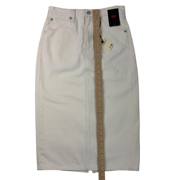 Levi’s Premium White Denim Midi Skirt W27 (Women’s 4) High Rise NWT - Picture 12 of 16